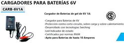 CARGADOR BATERIA GEL 06V - 1A-APTO HASTA 10AMP.