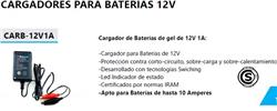 *CARGAD.BAT GEL 12V - 1A-APTO P/BATER.HASTA 10AMP.