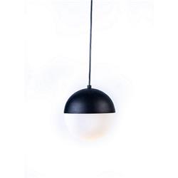 COLGANTE VIDRIO OPAL + 1/2 ESFERA NEGRO 15CM DIAMETRO E27