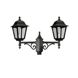 CABEZAL FAROLA SIENA II NEGRO 2 LUCES SOPORTE INFERIOR E27 IP43