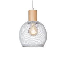 COLGANTE OSAKA BLANCO MADERA Y REJILLA 18CM PARA E27 LED