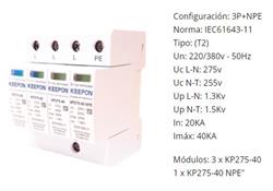 DESCARG.SOBRET.TETRAP. 20/40kA T2 DIN KP275-40-3+1