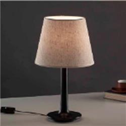 LAMPARA DE MESA TRINI MK22 NEGRA CON PANTALLA DE LINO NATURAL E27