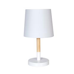 LAMPARA DE MESA TOKIO BLANCO CON MADERA CON PANTALLA DE TELA E27 