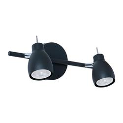 APLIQUE CANCUN DE CHAPA NEGRO 2 LUCES GU10 BARRAL 30CM LARGO