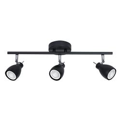 APLIQUE CANCUN DE CHAPA NEGRO 3 LUCES GU10 BARRAL 50CM LARGO