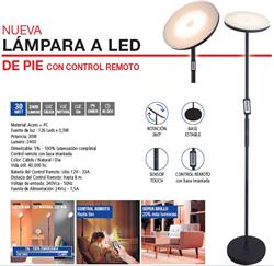 LAMPARA  DE PIE LED CON CONTROL REMOTO 30W