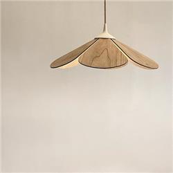 COLGANTE NARCISO 60CM DIAMETRO MADERA CON CAPUCHON BLANCO Y CABLE YUTE E27