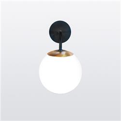 APLIQUE BUBBLE NEGRO CON TULIPA DE VIDRIO OPAL 15CM DIAMETRO E27