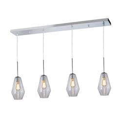 COLGANTE CALI TRANSPARENTE 4 LUCES VIDRIO ROMBO PARA E27 