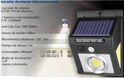 APLIQUE SOLAR 15W-ALTA LUMIN. C/SENSOR