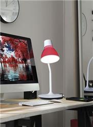 LAMPARA DE MESA TURIN ROJO TOUCH + USB DIMERIZABLE