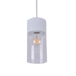 COLGANTE GURION BLANCO CON VIDRIO TANSLUCIDO 1LUZ E27 21CM DE ALTO