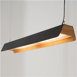 COLGANTE PIEL BISCOTTI MEDIANO NEGRO CON MADERA PARAISO 12,3W 3000K 1320LM