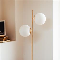 LAMPARA DE PIE VINTAGE BRONCE MATE CON 2 LUCES G9 TULIPA GLOBOS DE 15CM DIAMETRO