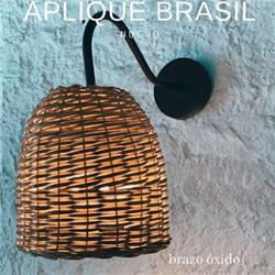 APLIQUE BRASIL CON PANTALLA MIMBRE Y BRAZO OXIDO E27 20CM X 25CM