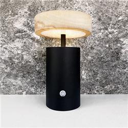 VELADOR INALAMBRICO ROGER NEGRO CON MADERA KIRI LED 6W 3000K