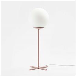 LAMPARA DE MESA PIE CRUZ ROSA CON VIDRIO GLOBO OPAL E27 
