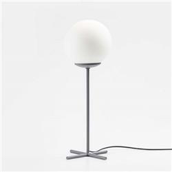LAMPARA DE MESA PIE CRUZ GRIS CLARO VIDRIO GLOBO OPAL E27