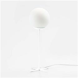 LAMPARA DE MESA PIE CRUZ BLANCO CON VIDRIO GLOBO OPAL E27