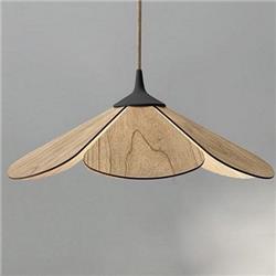COLGANTE NARCISO 60CM DIAMETRO MADERA CON CAPUCHON NEGRO Y CABLE YUTE E27