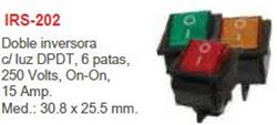 INTERRUPTOR TECLA DOBLE INVERS.C/LUZ VERDE IRS-202/V