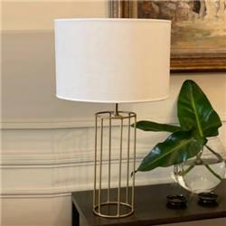 LAMPARA DE MESA EUFEMIA DORADO CON PANTALLA DE LINO E27