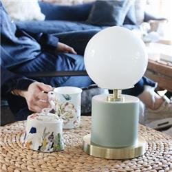 LAMPARA DE MESA ALINE CELADÓN SMALL CON GLOBO OPAL