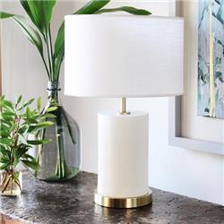 LAMPARA DE MESA BASH SMALL BLANCA CON PANTALLA DE LINO CIRCULAR E27