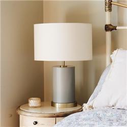 LAMPARA DE MESA BASH SMALL GRIS CON PANTALLA DE LINO CIRCULAR E27