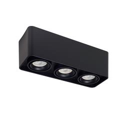 PLAFON TORONTO NEGRO 3 LUCES MOVIL RECTANGULAR CARDANICO PARA DICRO GU10 