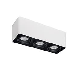 PLAFON TORONTO BLANCO 3 LUCES MOVIL RECTANGULAR CARDANICO PARA DICRO GU10 