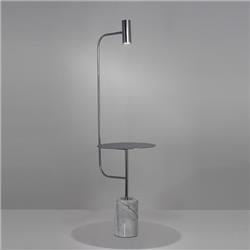 LAMPARA DE PIE SITE CON MESA CROMO Y BASE DE MARMOL BLANCO 1LUZ LED 5W