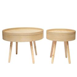 MESA ANGOLA DE MADERA CON TAPA DESMONTABLE SET X 2