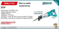 SIERRA INALAMBRICA SABLE 20V TRSLI1151 (S-BAT)