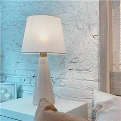 LAMPARA DE MESA UNICO CERAMICA CRUDA CON PANTALLA LIENZO E27