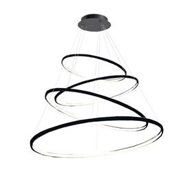 COLGANTE SATURNO CUADRUPLE NEGRO 45CM Ø X 60CM Ø X 80CM Ø X 100CM Ø 137W 3000K 17900LM 220V