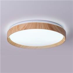 PLAFON BORE BLANCO/MADERA LED 2X32W DIMERIZABLE 2850-6000K 50CM DIAMETRO X 8.5CM DE ALTO