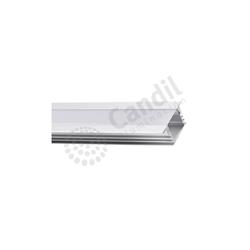 PERFIL ALUMINIO PLATA DE APLICAR 45° 2MT CON DIFUSOR POLICARBONATO (15,7MM ALTO X 15,7MM ANCHO)