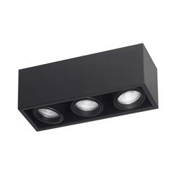 PLAFON ANTON 3GU10  NEGRO ALUMINIO 24 X 9 X 8.6CM