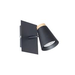 APLIQUE ELEANOR NEGRO CON DETALLES EN MADERA 1 LUZ GU10 