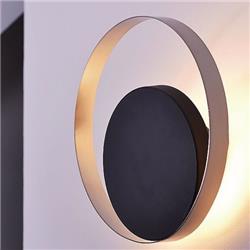 APLIQUE ECLIPSE NEGRO CON ARO COMBINADO BRONCE LED 10W 3000K