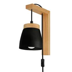 APLIQUE CLIMB NEGRO CON MENSULA EN MADERA 1 LUZ E27