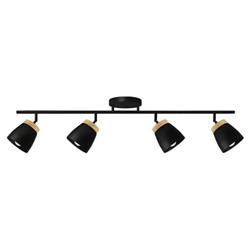 PLAFON BARRAL CLIMB NEGRO CON DETALLES EN MADERA 4 LUCES E27