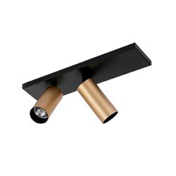 PLAFON VIKER ORO 2 CABEZALES GU10 + BASE NEGRO 