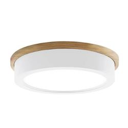 PLAFON LED PIPE GRANDE 24W CALIDO MADERA TORNEADA TERMINACION BLANCO