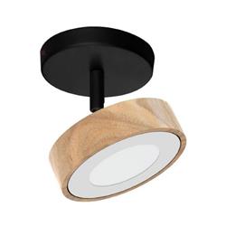 PLAFON EGOS LED 6W TERMINACION NEGRO MADERA TORNEADA