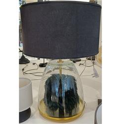 LAMPARA DE MESA PLUMA TORNASOL IMPORTADA PANTALLA NEGRA E27