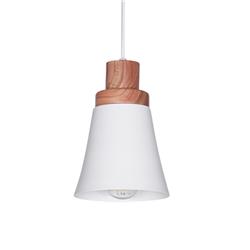 COLGANTE A26/1L E27 MADERA PARAISO CAMPANA METAL BLANCA