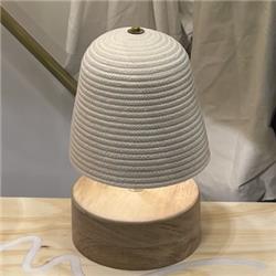 LAMPARA DE MESA MOLE XL ALGODON Y MADERA 2 LUCES G9 INCLUIDA 36CM ALTURA TOTAL